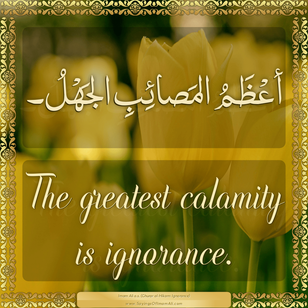 The greatest calamity is ignorance.